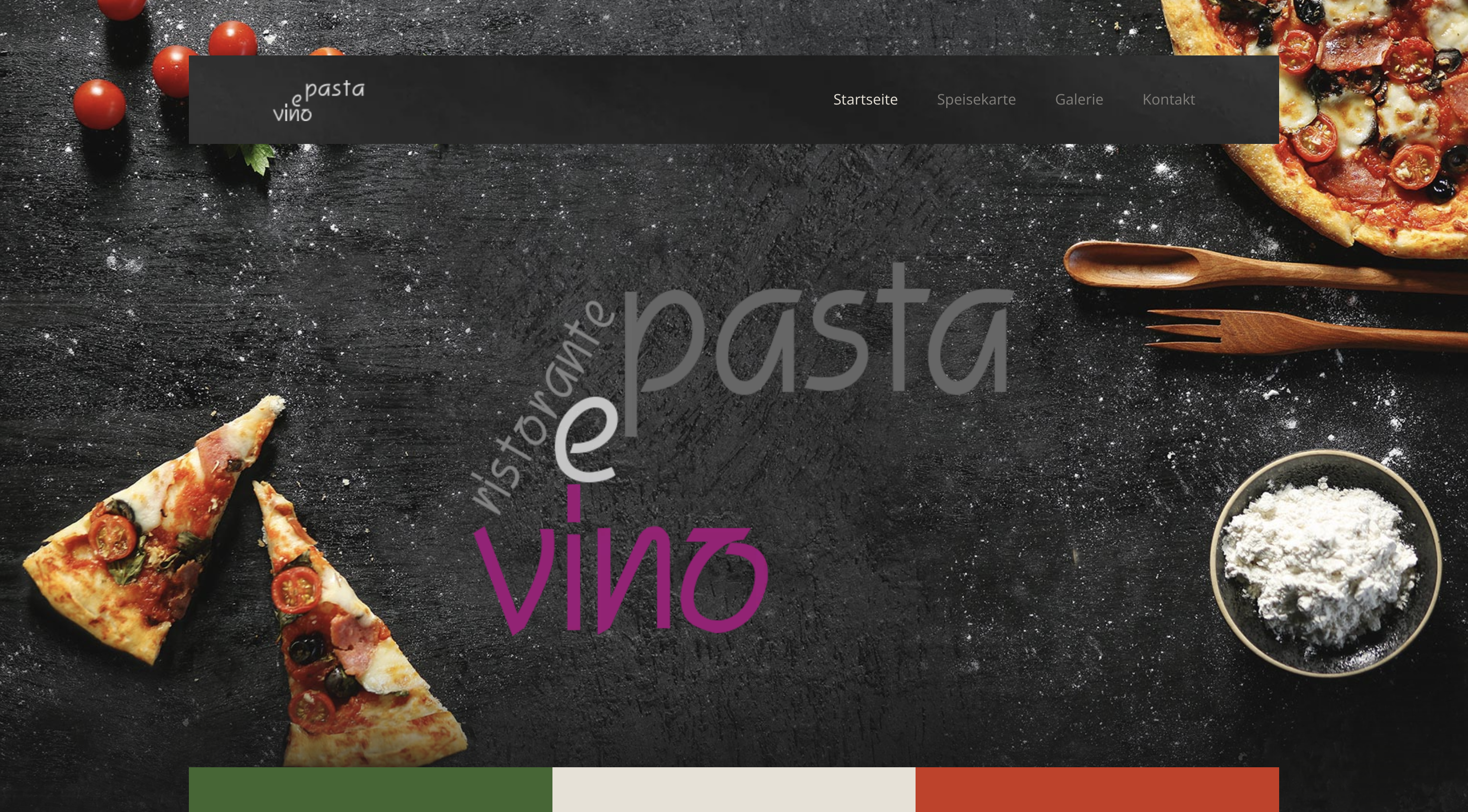 Hopp Solutions WordPress screenshot of Pasta e Vino Augsburg restaurant website.