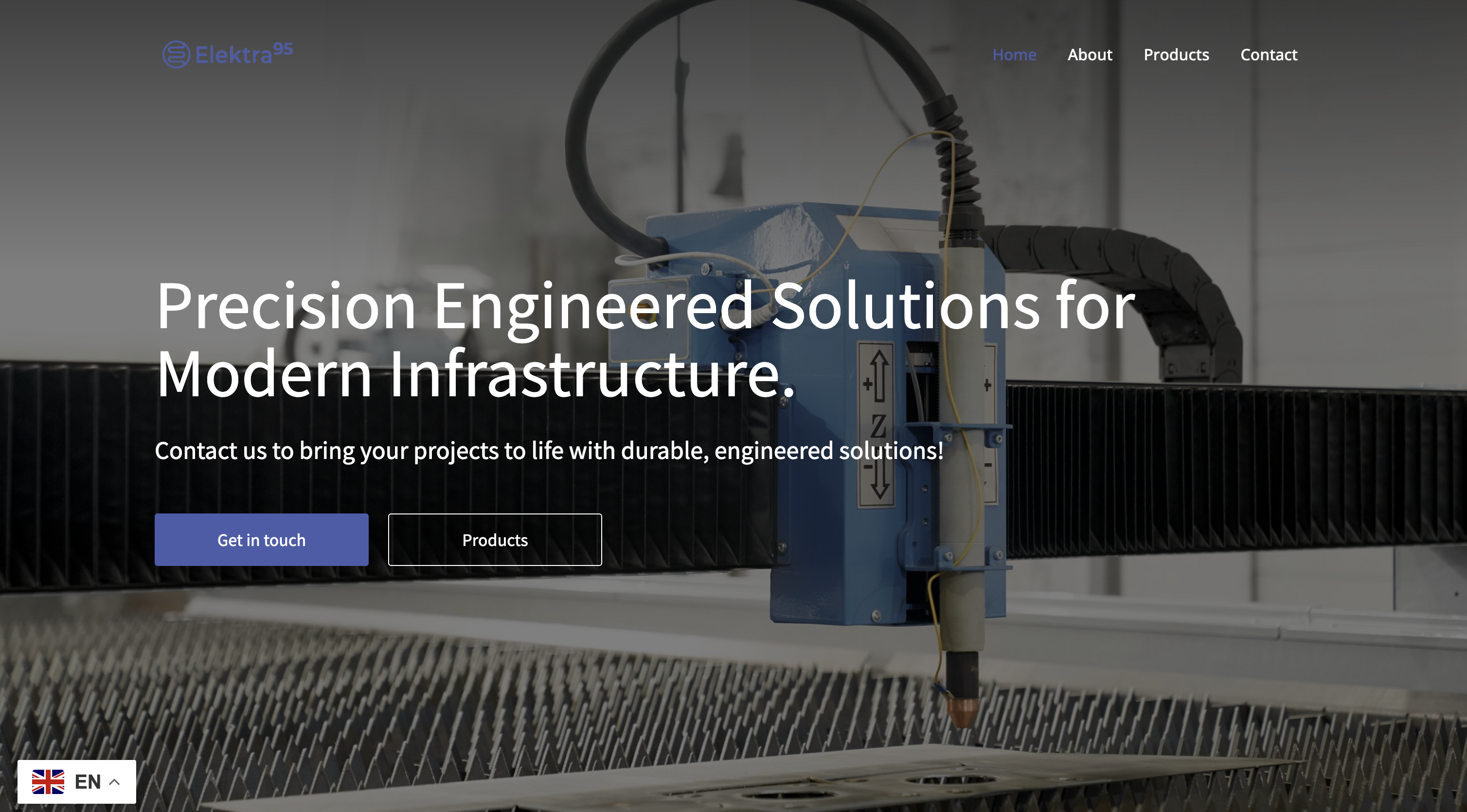 Hopp Solutions WordPress screenshot of Elektra95 precision engineering website.